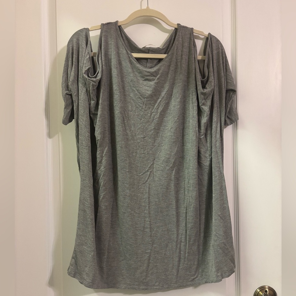 Gray Cold Shoulder Top